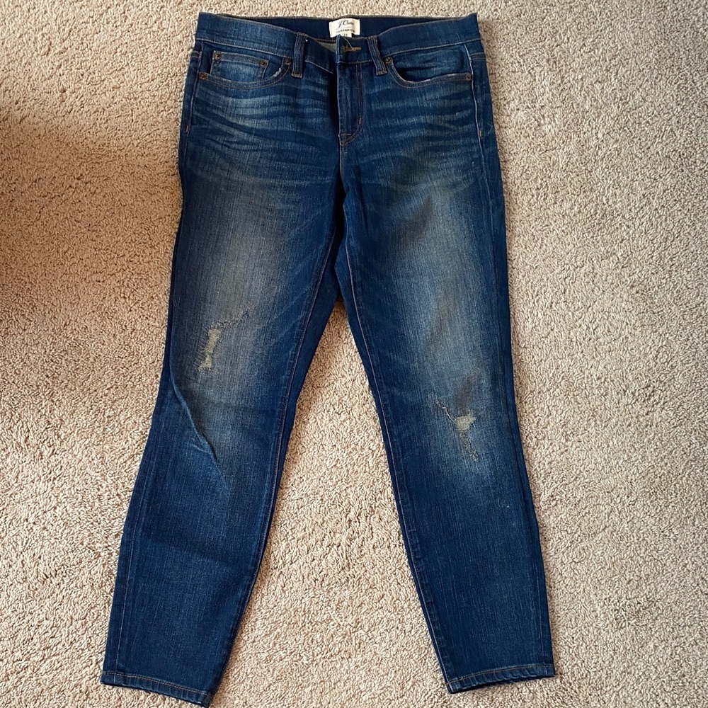 J. Crew Women's Distressed Dark Blue Skinny Jeans